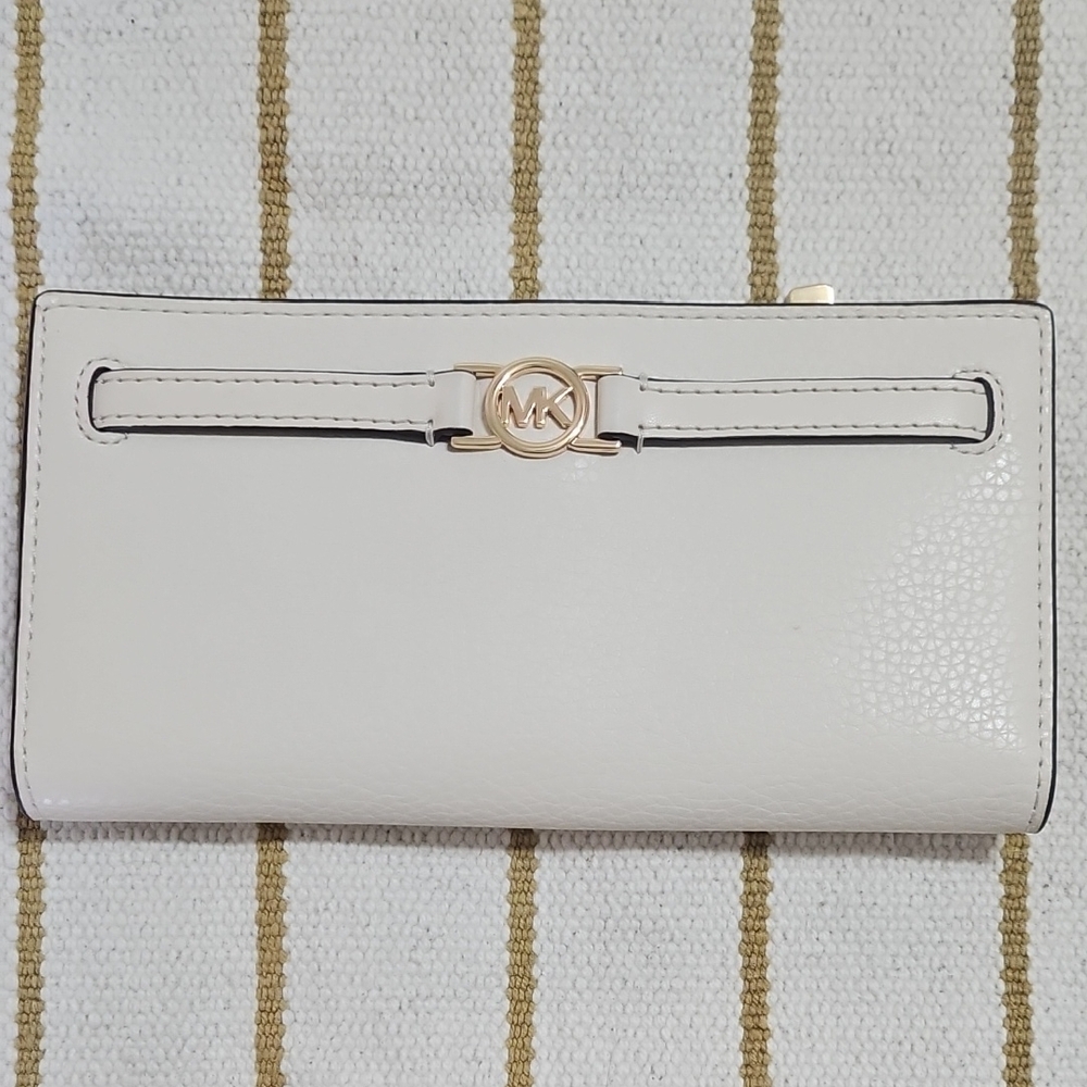 Michael Kors White Wallet with Gold Logo